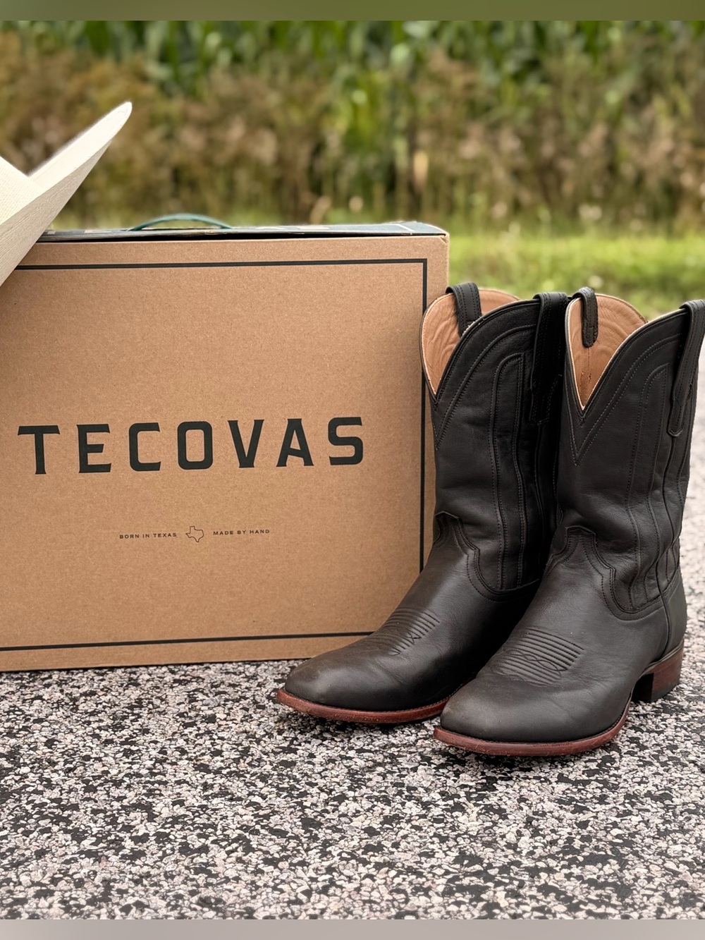 Tecovas “The Jackson” Midnight Goat Black Leather Men's Western Boots (11.5 D)